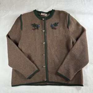 Vintage Wool Cardigan Austrian German Alpine Sweater Tyrolean Size M L Cottage